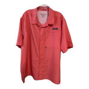 Eddie Bauer Men's Short Sleeve Performance Fishing Shirt – Coral Red – Size 2XL